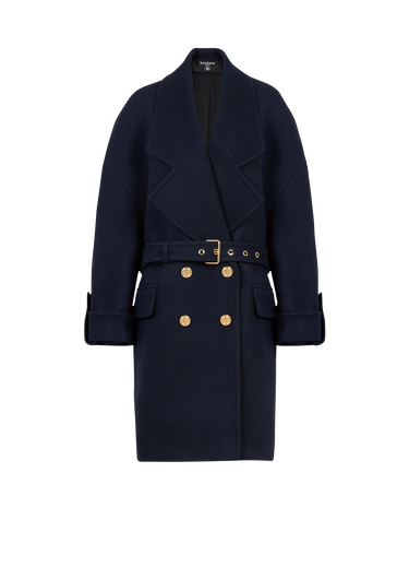Wool and cashmere pea coat with double-breasted gold-tone buttoned fastening