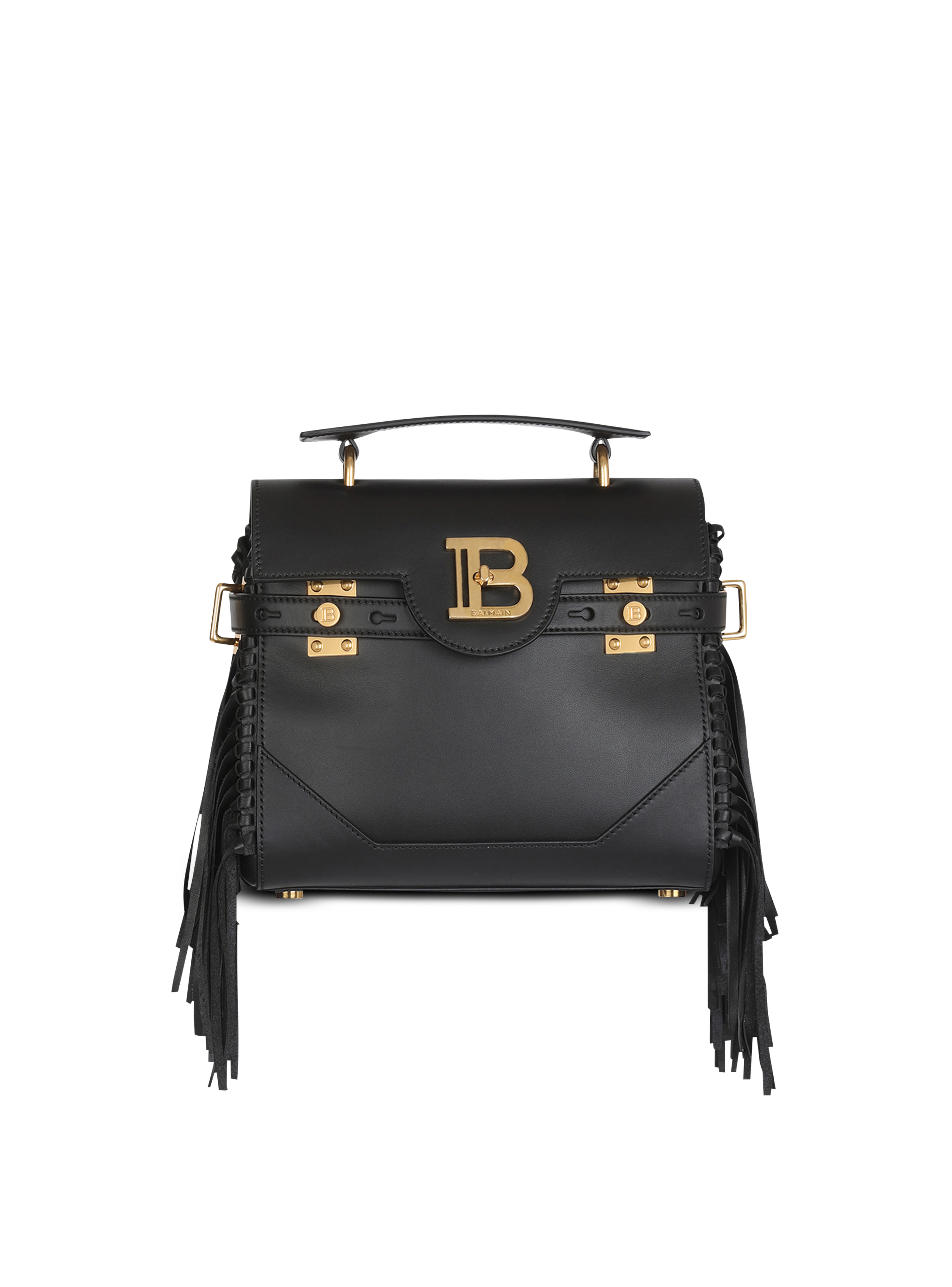 Smooth leather B-Buzz 23 bag with fringe, black