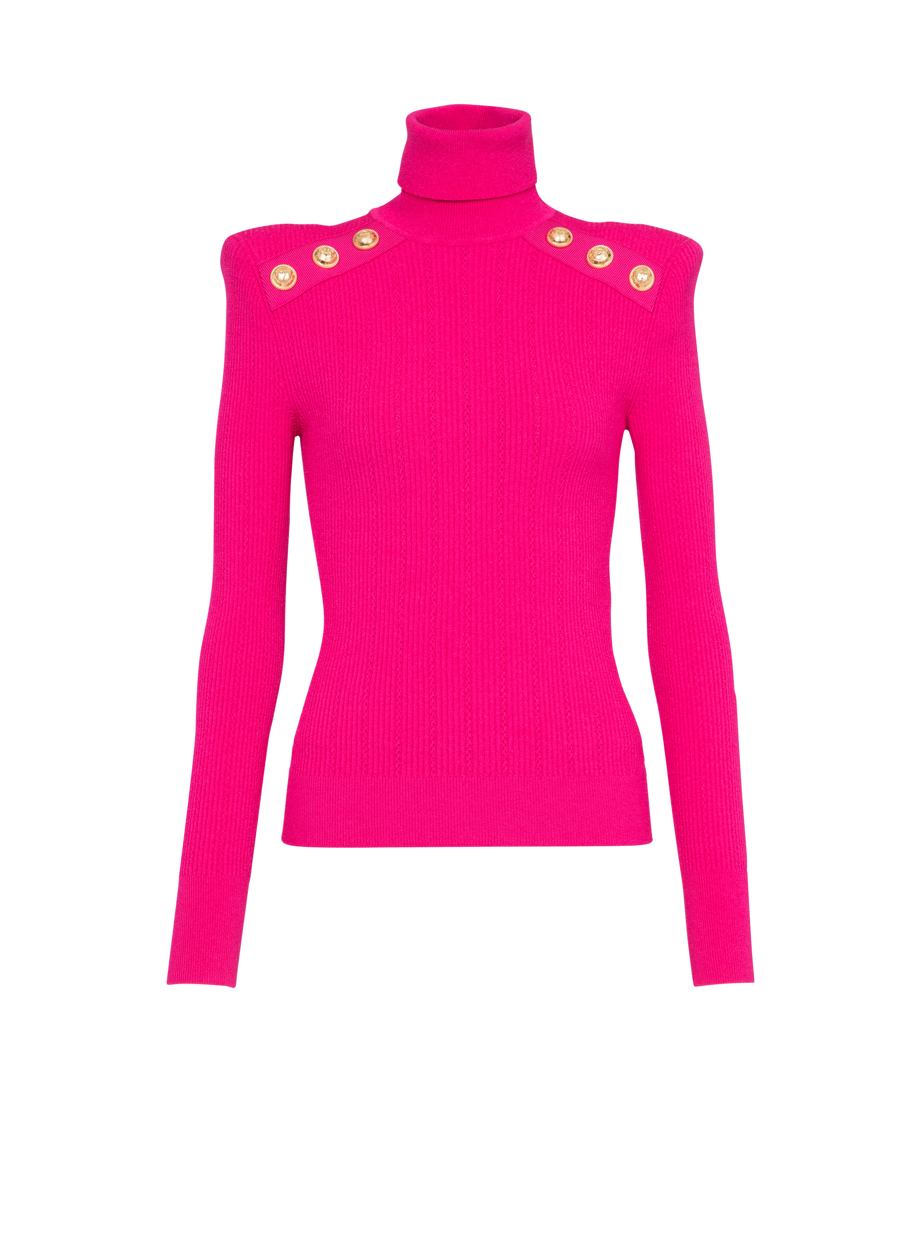 Knit sweater with gold-tone buttons, pink