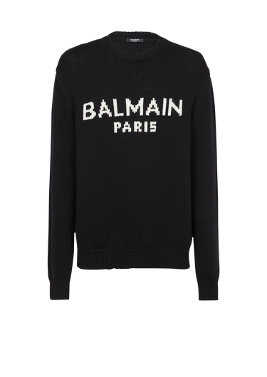 Merino wool sweater with white Balmain Paris logo