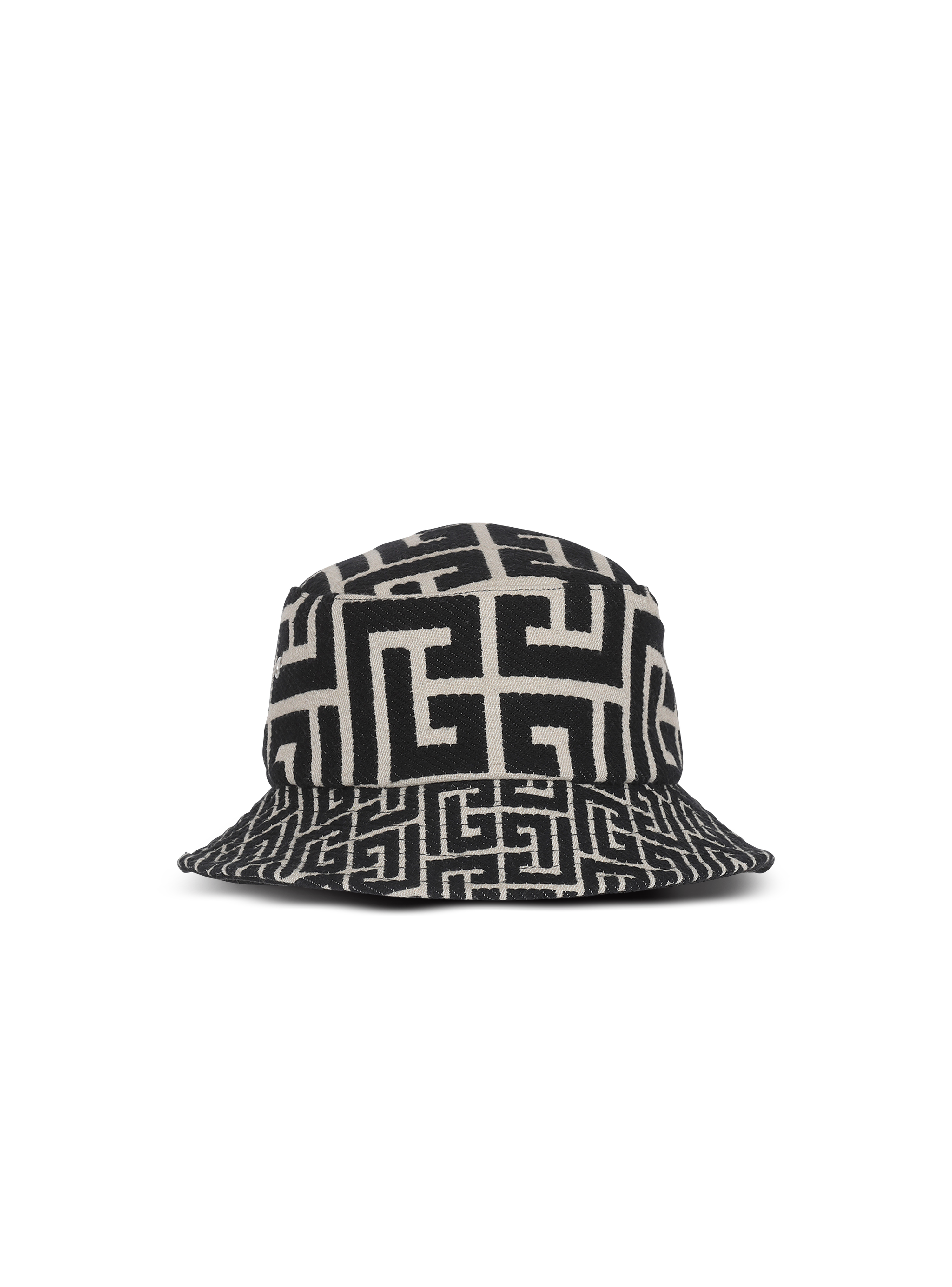 Jacquard bucket hat with Balmain monogram, black