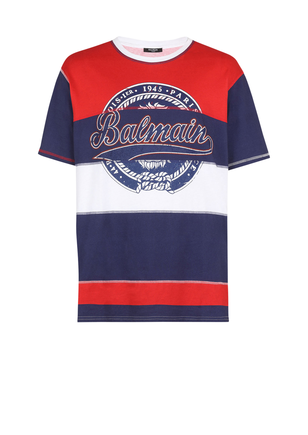 HIGH SUMMER CAPSULE - Cotton T-shirt with Balmain Paris logo print, multicolor, hi-res