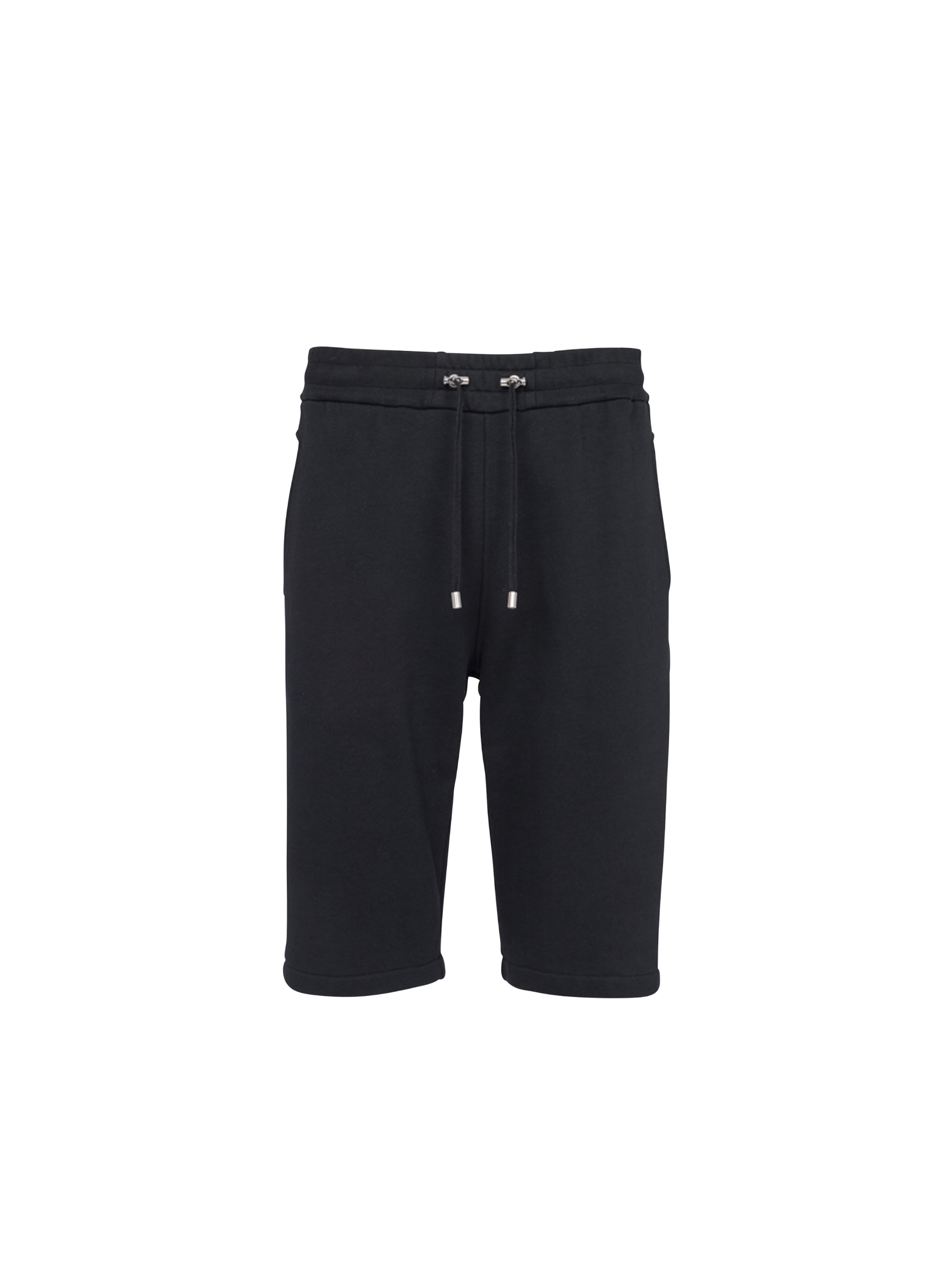 Cotton shorts with flocked Balmain Paris logo, black