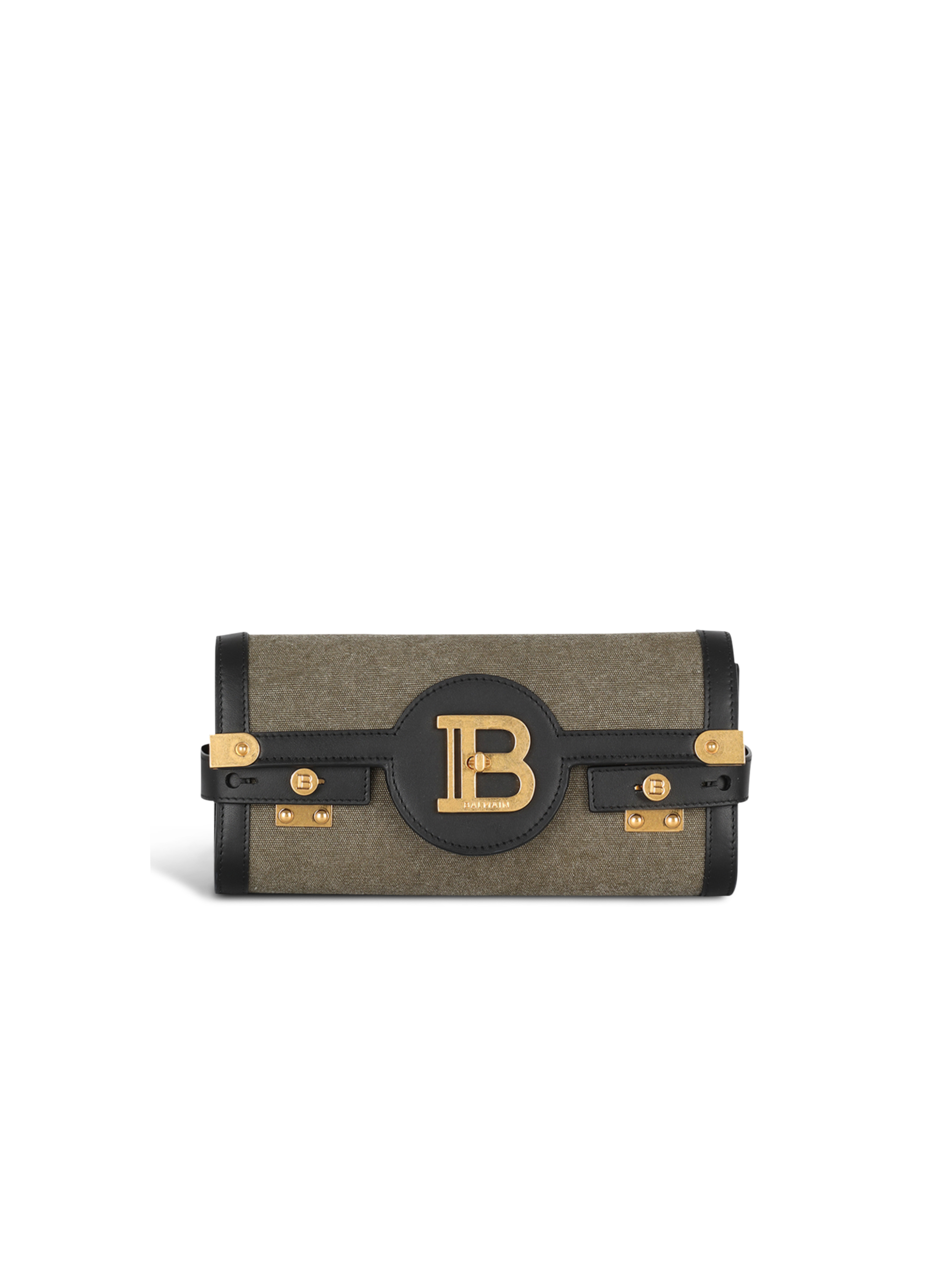 Canvas B-Buzz 23 clutch bag with leather panels, khaki